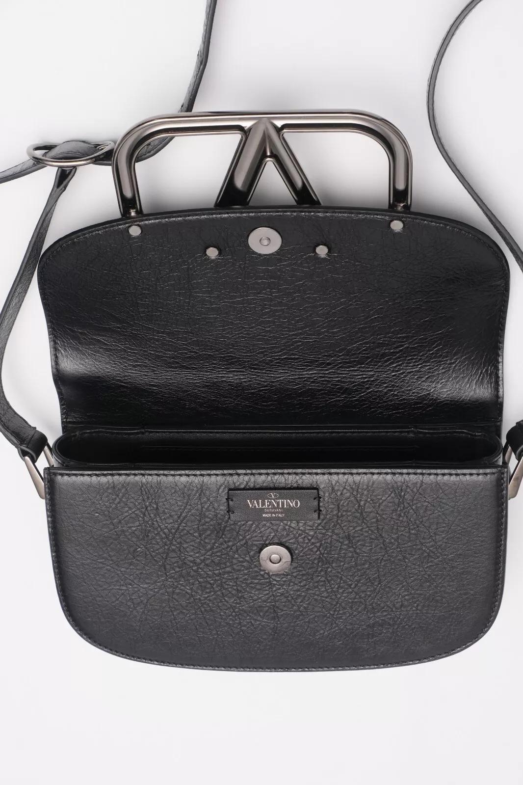 Valentino Calfskin Supervee Shoulder Bag Black For Sale 3