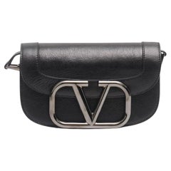 Valentino Calfskin Supervee Shoulder Bag Black