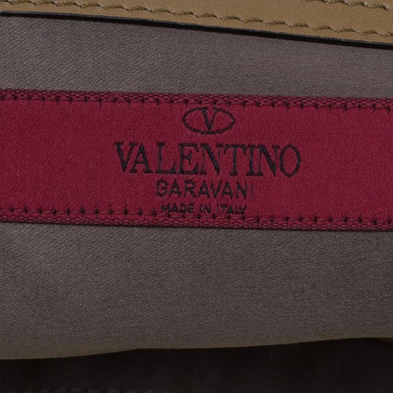 Valentino Camel Canvas Small Sequin Beaded Floral Applique Tote 3