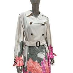 Valentino Coates Seta Plissettata Avorio e Trench Fucsia Sz.42