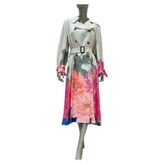 Valentino Coates Seta Plissettata Avorio e Trench Fucsia Sz.42