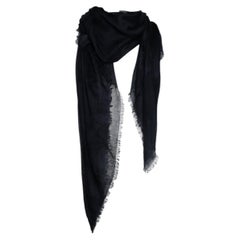 Valentino, cameo printed fringes scarf in black