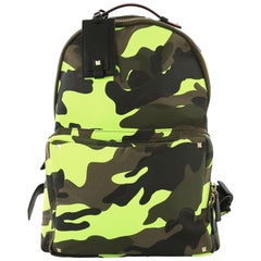 Valentino Camouflage Rucksack Nylon und Leder Large