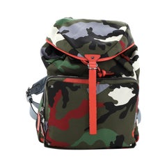 Valentino Camouflage Backpack Nylon and Leather Large