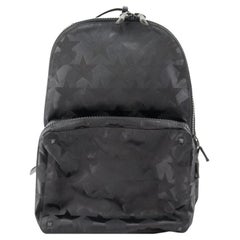 Valentino Camustars Rucksack aus schwarzem bedrucktem Nylon mit Reißverschluss