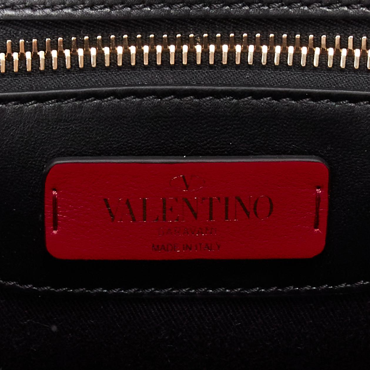 VALENTINO Candystud black nappa lambskin gold studded turnlock 2 way satchel bag For Sale 6
