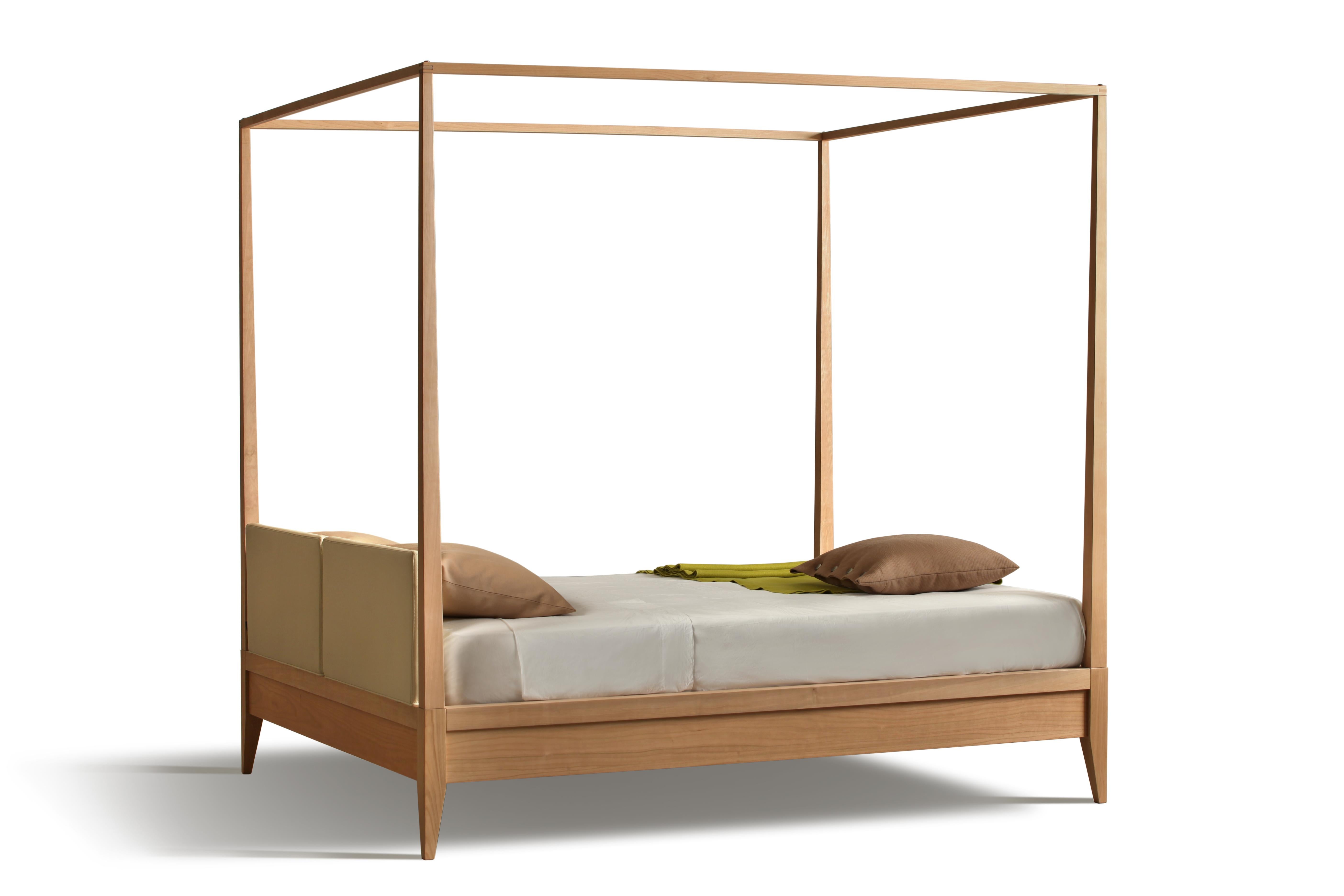Valentino Canopy Bed by Morelato, made of Cherrywood with Upholstered Headboard In New Condition In Salizzole, IT