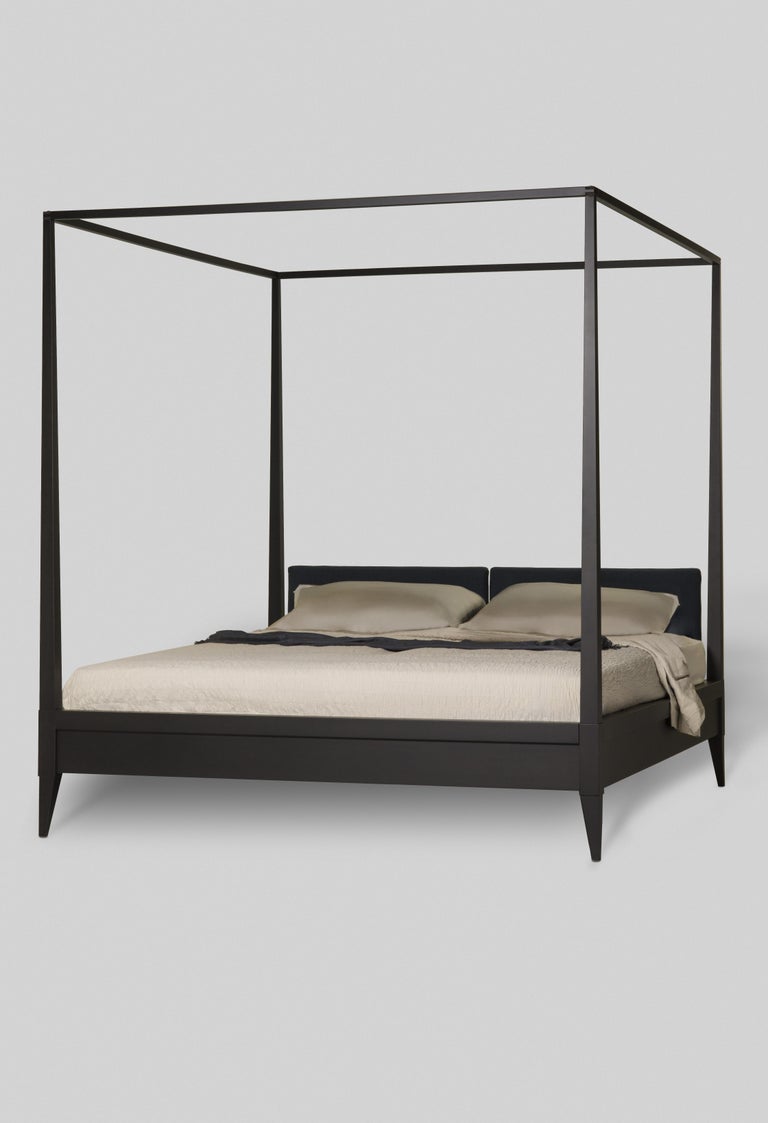 Valentino Canopy Bed Made of Cherrywood with Upholstered Headboard, by Morelato For Sale 6