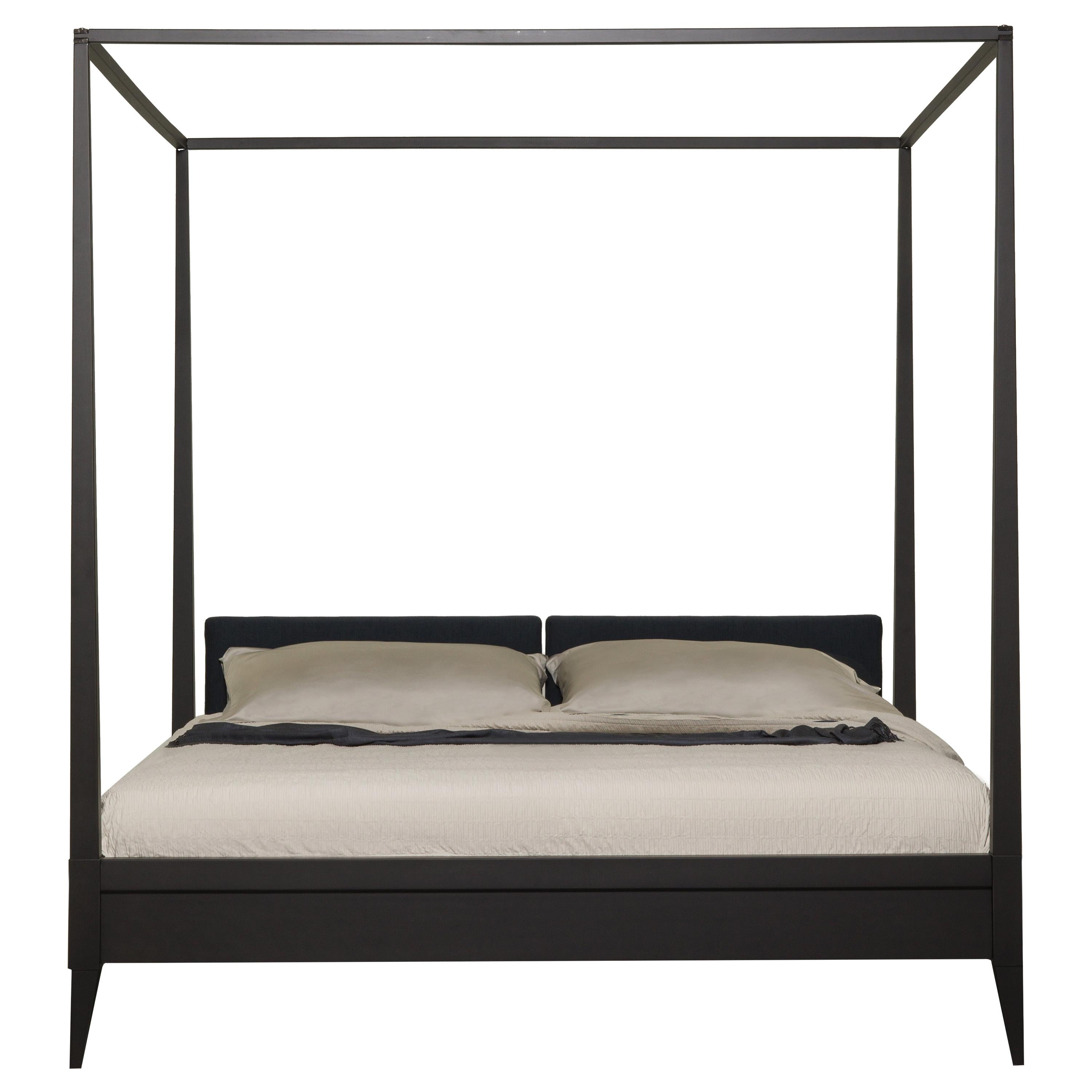 Valentino Canopy Bed by Morelato, made of Cherrywood with Upholstered Headboard
