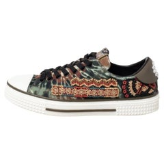 Valentino Canvas And Rubber Cap Toe Embellished Low Top Sneakers Size 38