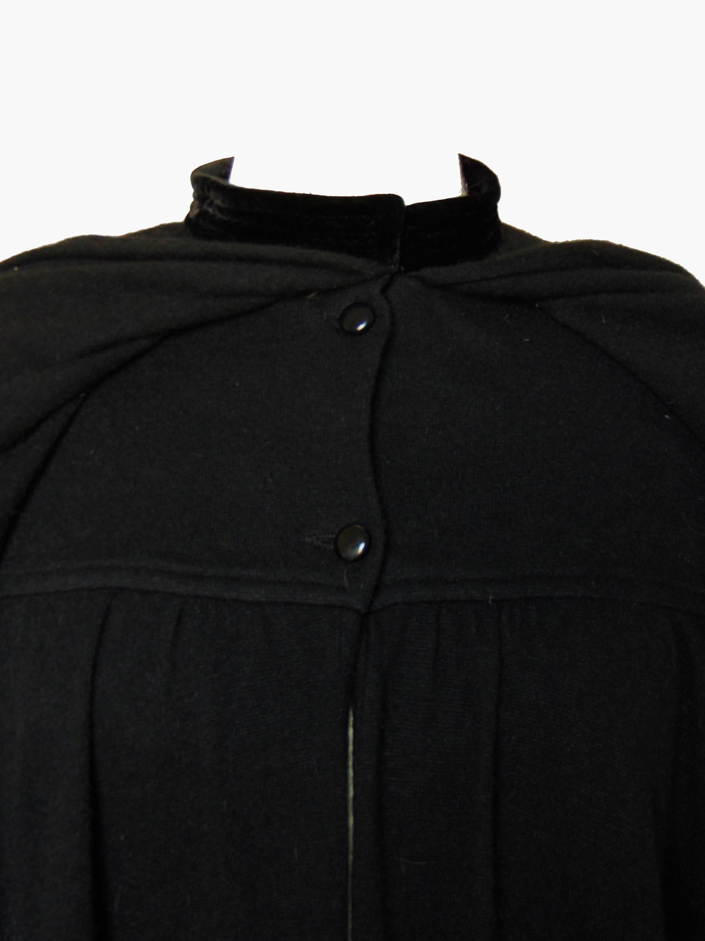 Valentino Cape Black Angora Wool Knit High Collar Caplet Vintage 1980s OSFM For Sale 6
