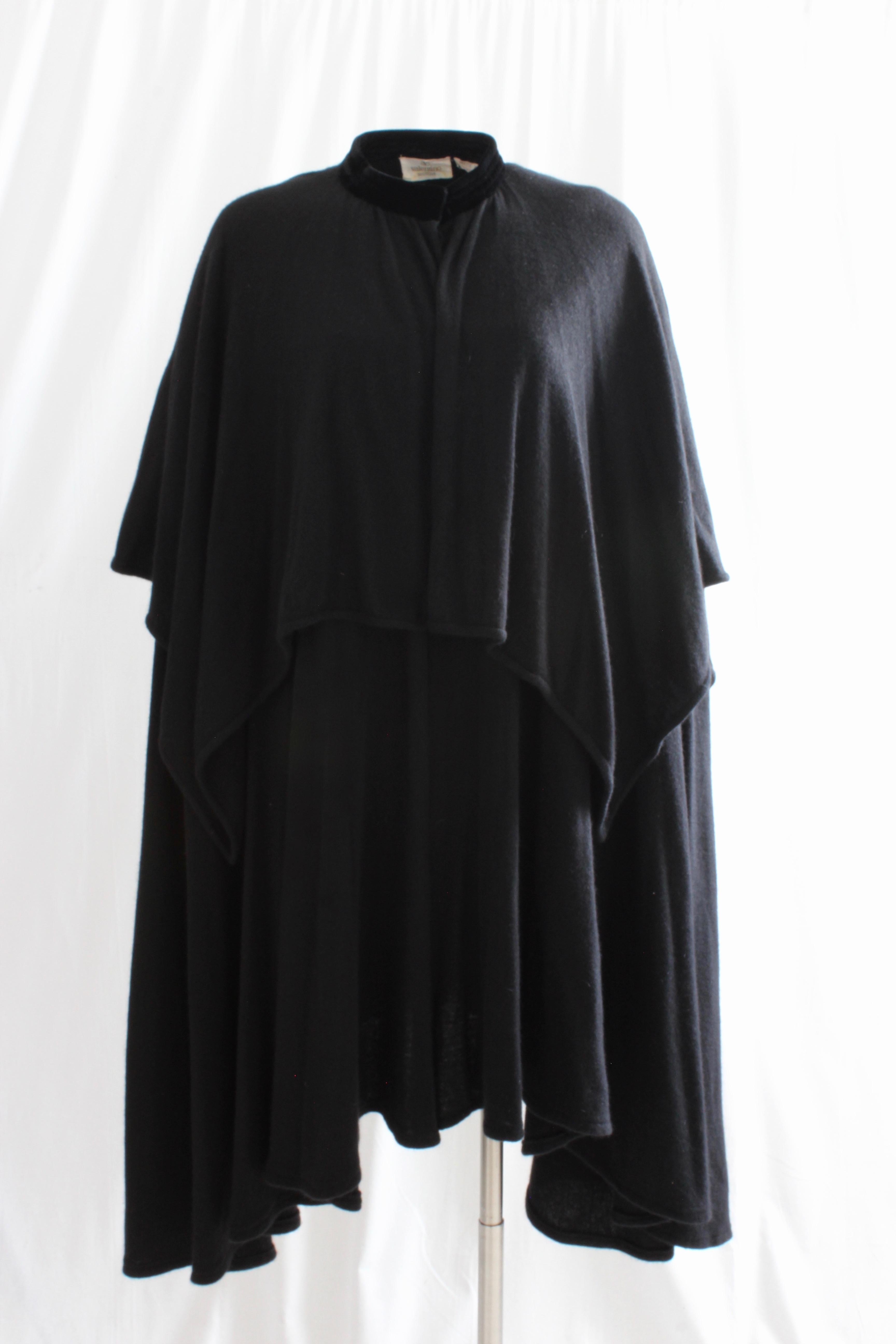Valentino Cape Black Angora Wool Knit High Collar Caplet Vintage 1980s OSFM For Sale 5