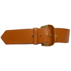 Valentino Caramel Wide Leather Belt