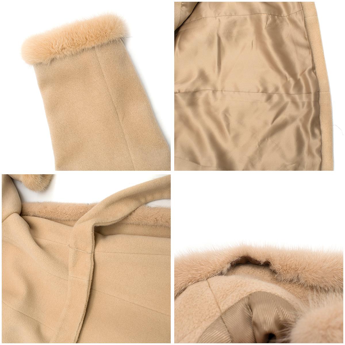Valentino Cashmere & Angora Wool Blend Mink Fur Trim High Neck Coat 6 5