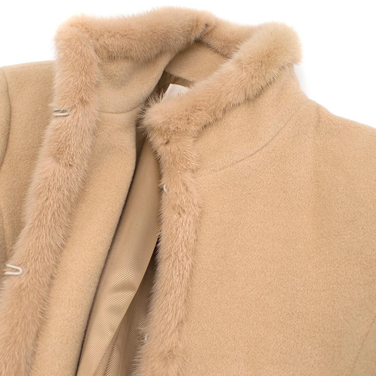 Valentino Cashmere & Angora Wool Blend Mink Fur Trim High Neck Coat 6 1