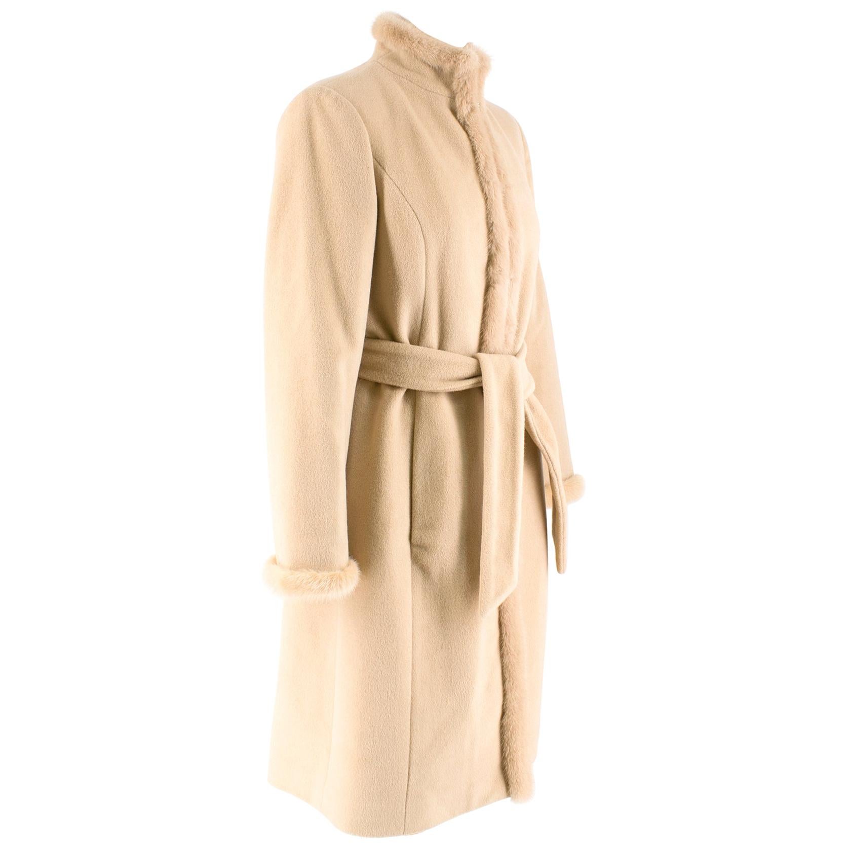 Valentino Cashmere & Angora Wool Blend Mink Fur Trim High Neck Coat 6