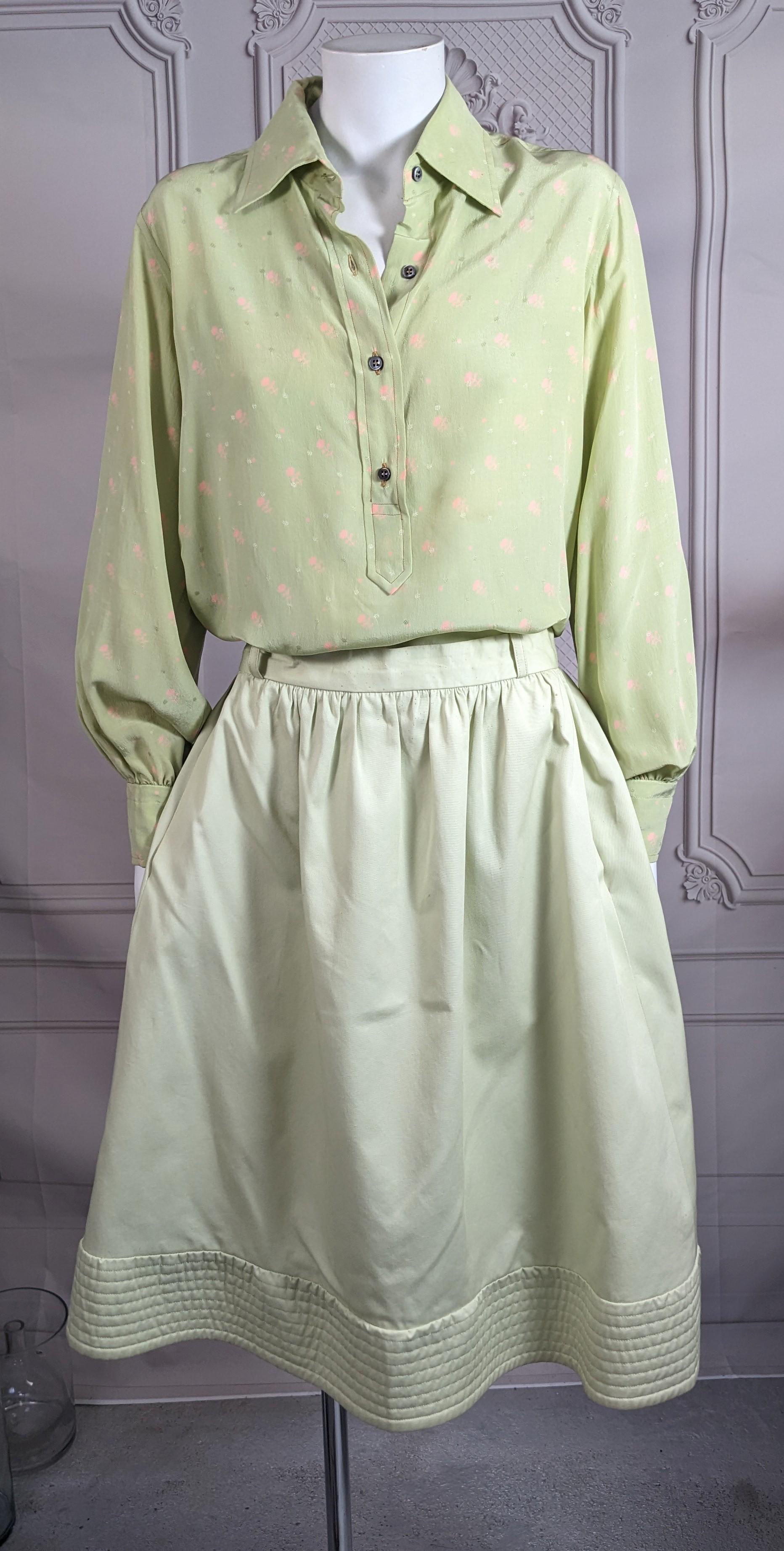 Valentino Celadon 1970's Ensemble In Good Condition For Sale In New York, NY