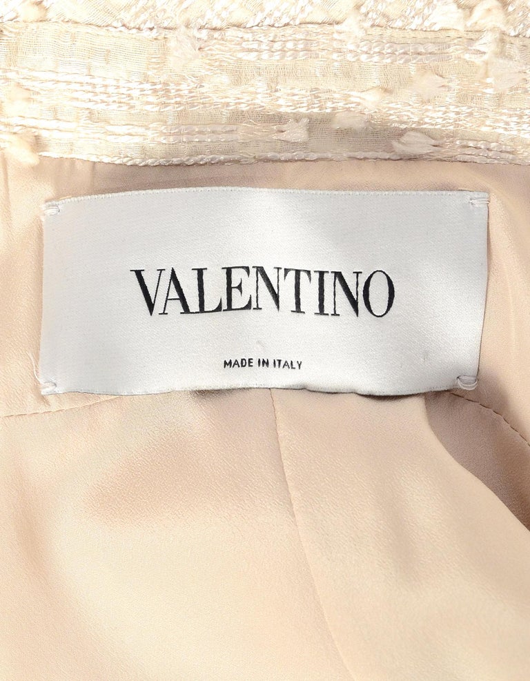Valentino Champagne Silk Blend Nubby Button Up Blazer Sz 2 For Sale at ...