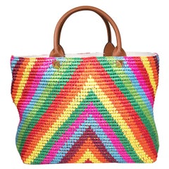 Valentino Chevron Raffia Rockstud Tote