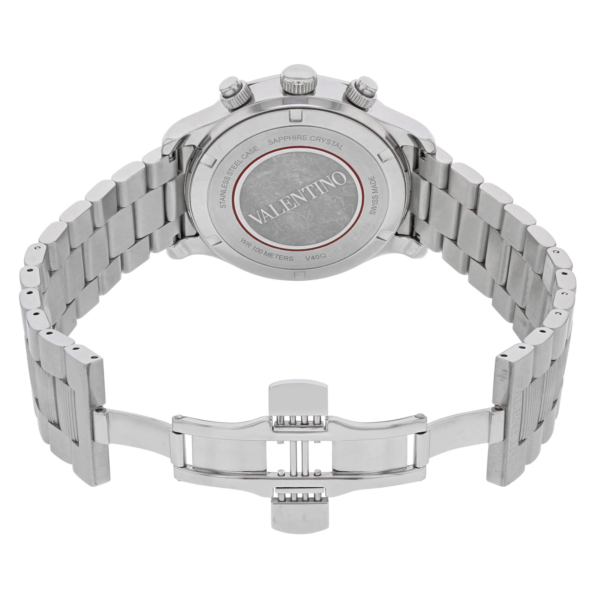 Valentino Chronograph Black Dial Steel Quartz Men’s Watch V40LCQ9909-S099 In Fair Condition In New York, NY