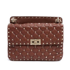 Valentino CIRCA 2018, borsa a mano Sac Rockstud Spike in pelle marrone e bordeaux