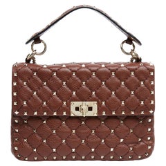 Valentino CIRCA 2018, borsa a mano Sac Rockstud Spike in pelle marrone e bordeaux