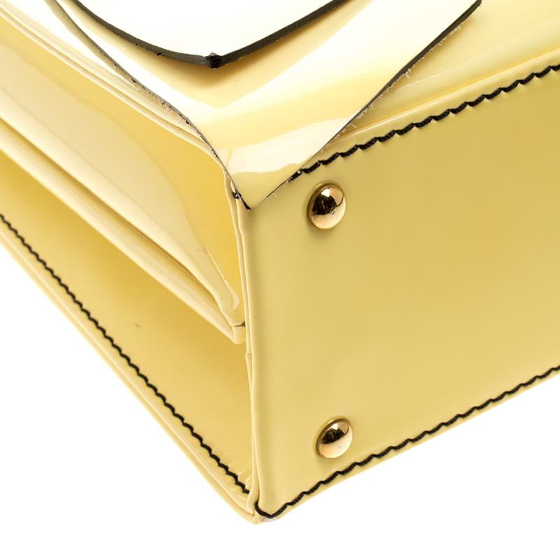 Valentino Citron Patent Leather Top Handle Tote 4