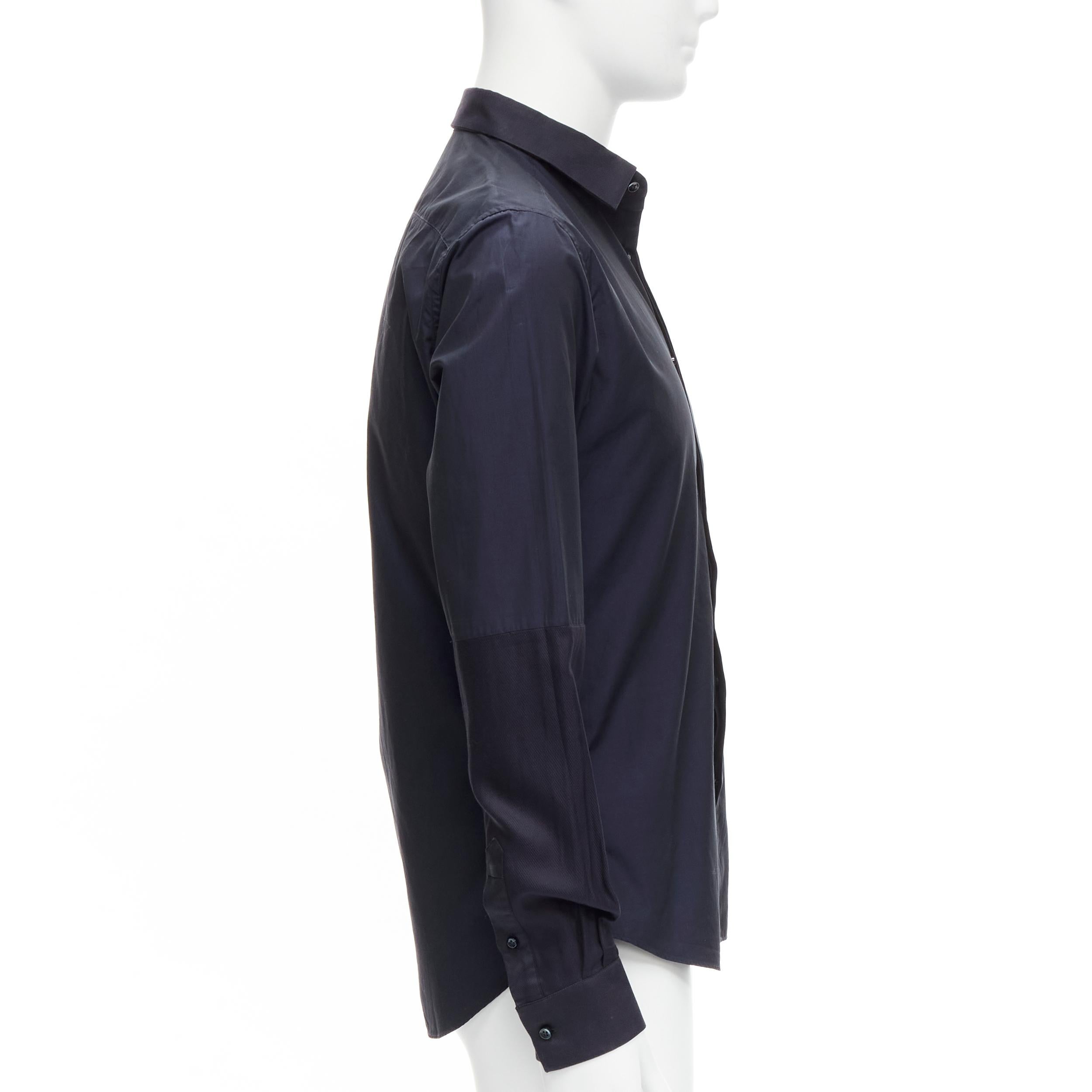 Men's VALENTINO classic minimal navy poplin twill contrast collar dress shirt EU40 L For Sale