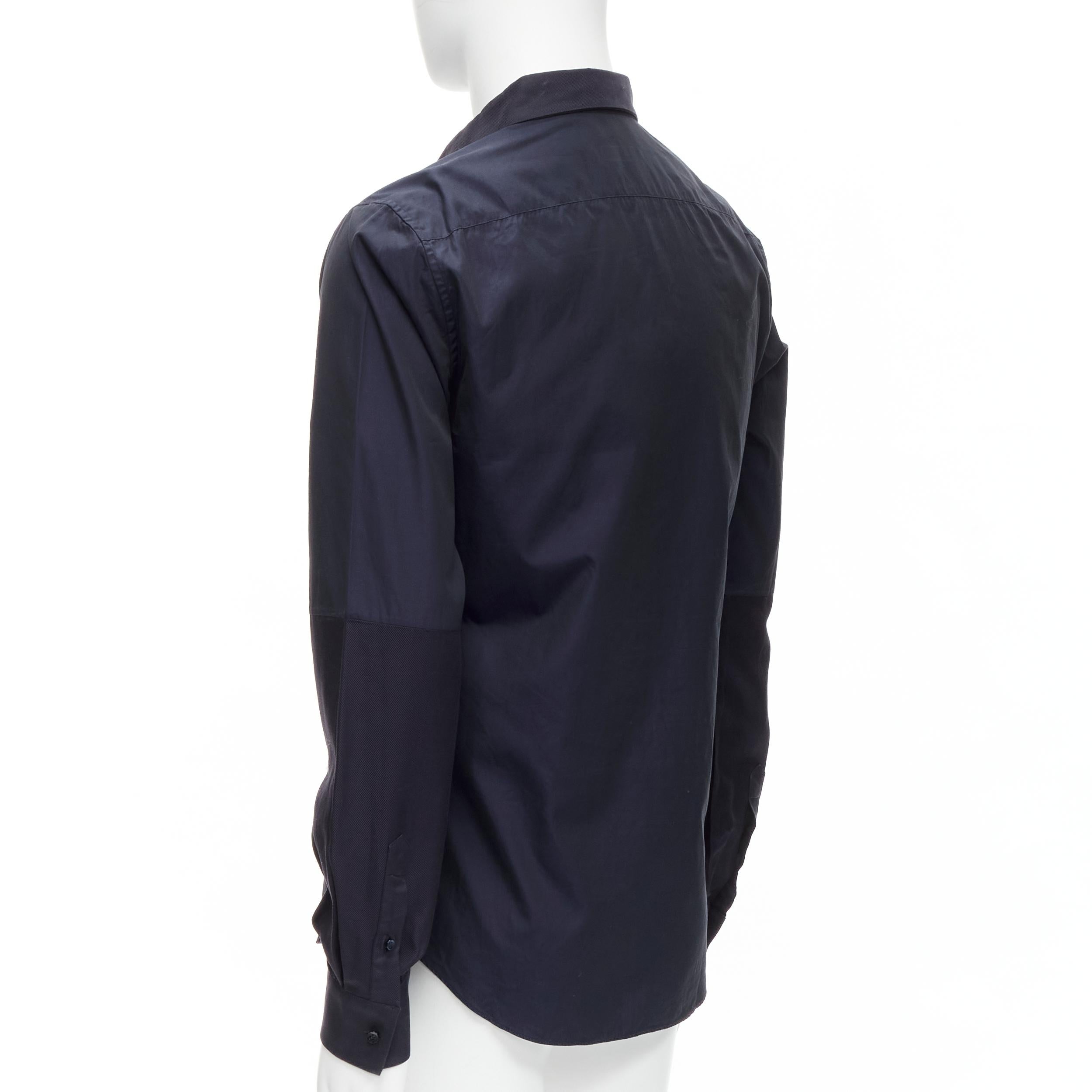VALENTINO classic minimal navy poplin twill contrast collar dress shirt EU40 L For Sale 2