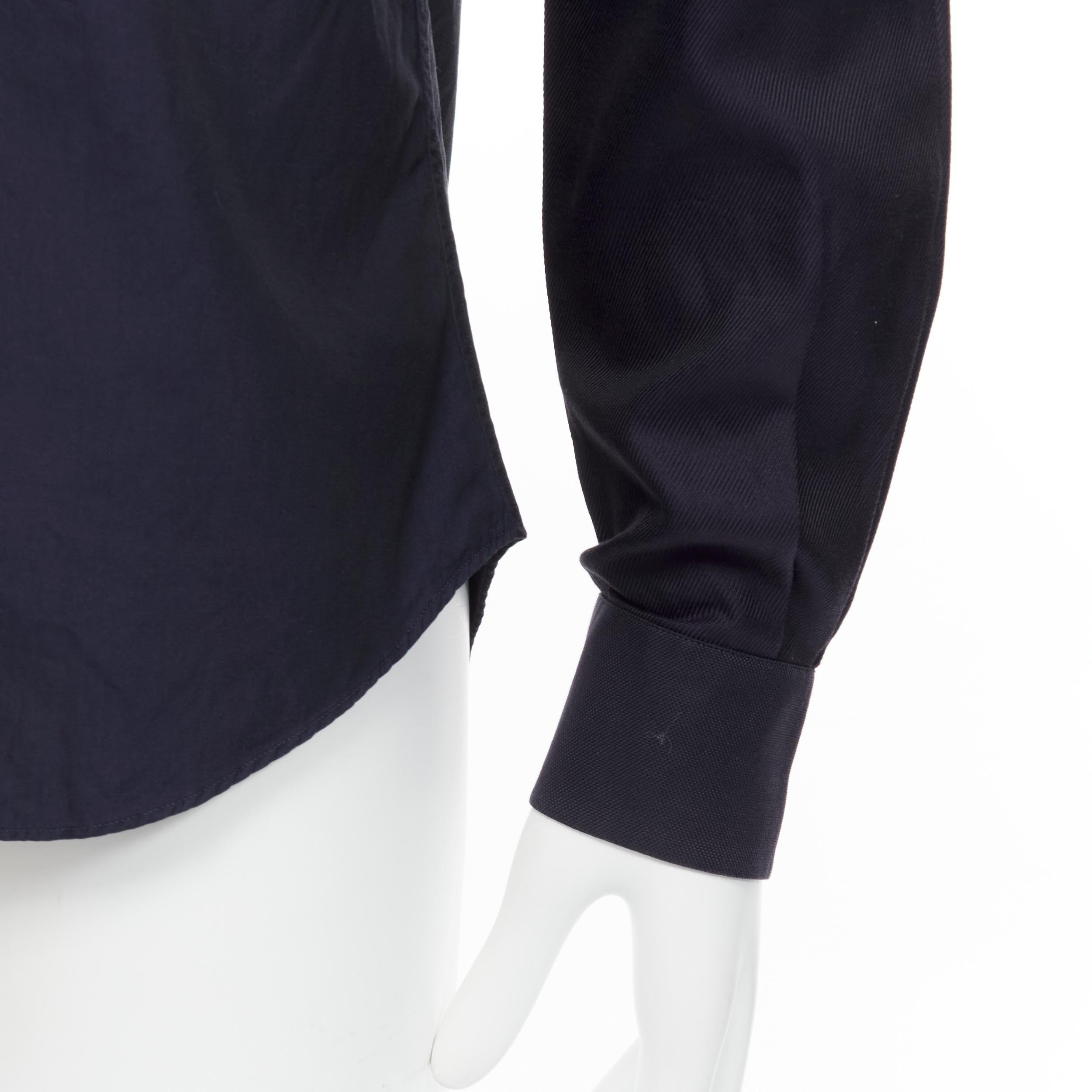 VALENTINO classic minimal navy poplin twill contrast collar dress shirt EU40 L For Sale 4