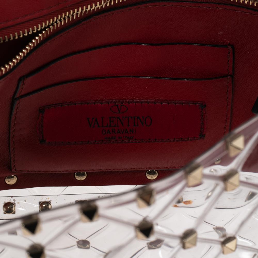 Valentino Clear PVC Medium Rockstud Spike Chain Shoulder Bag In Good Condition In Dubai, Al Qouz 2
