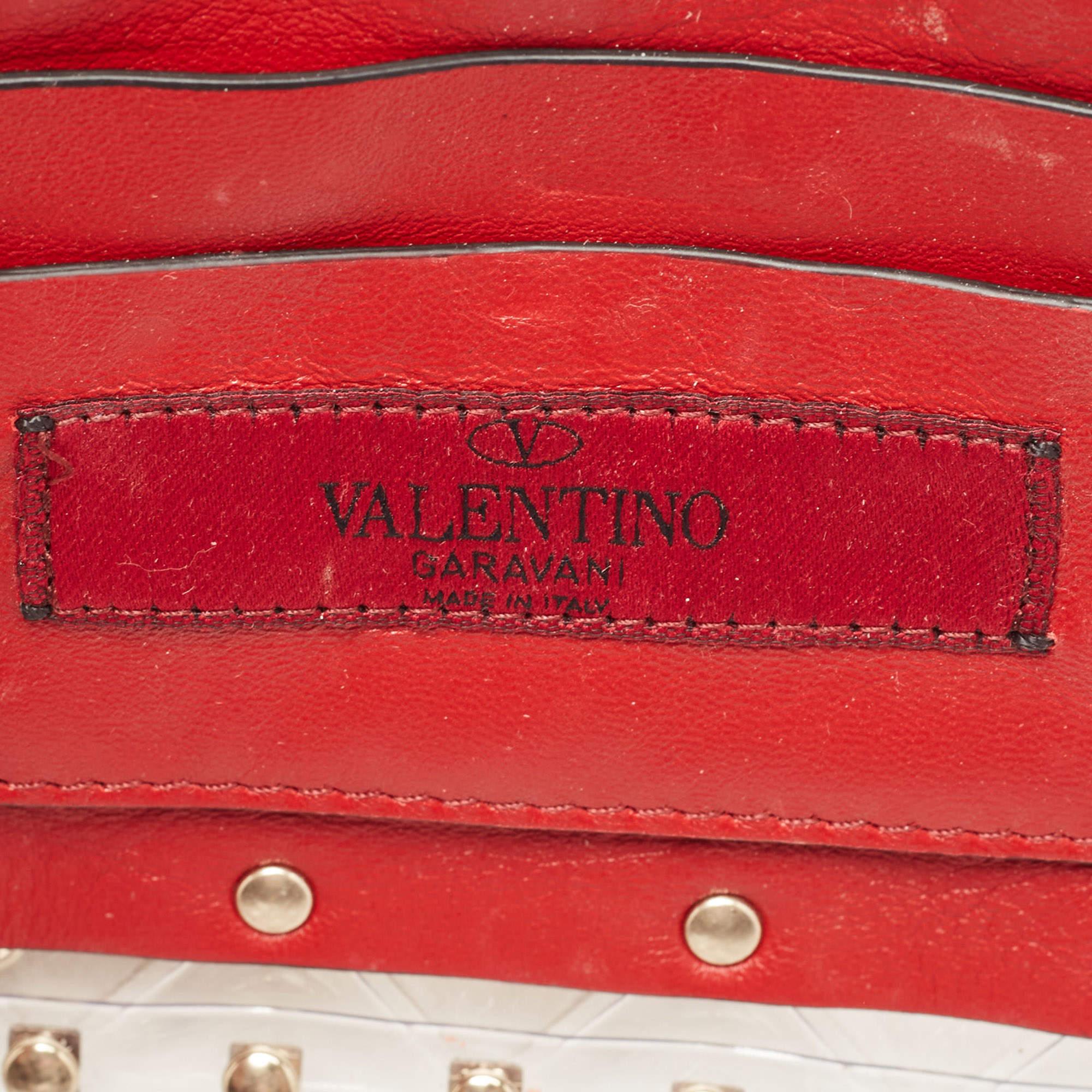 Valentino Clear/Red PVC Medium Rockstud Spike Top Handle Bag 2