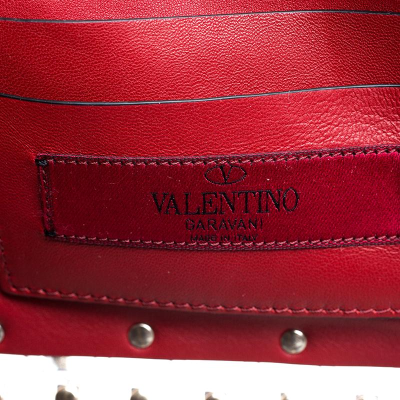 Gray Valentino Clear/Red PVC Rockstud Spike Top Handle Bag For Sale