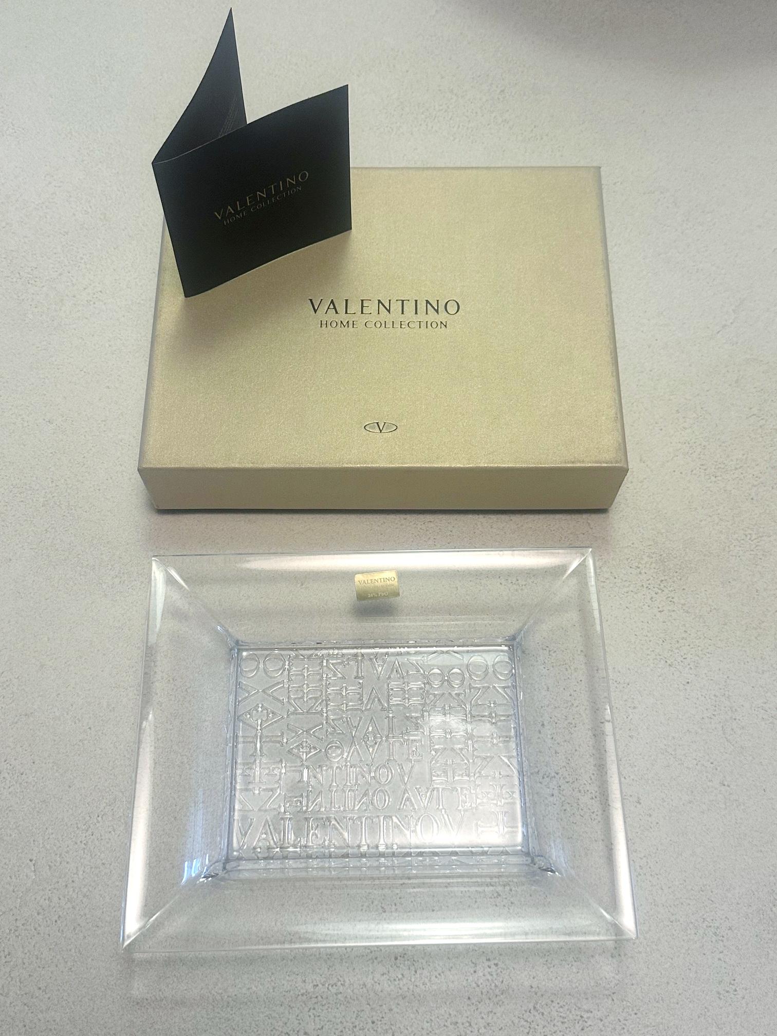 Italian Valentino Clear Vide Poche Change Tray or Ashtray For Sale