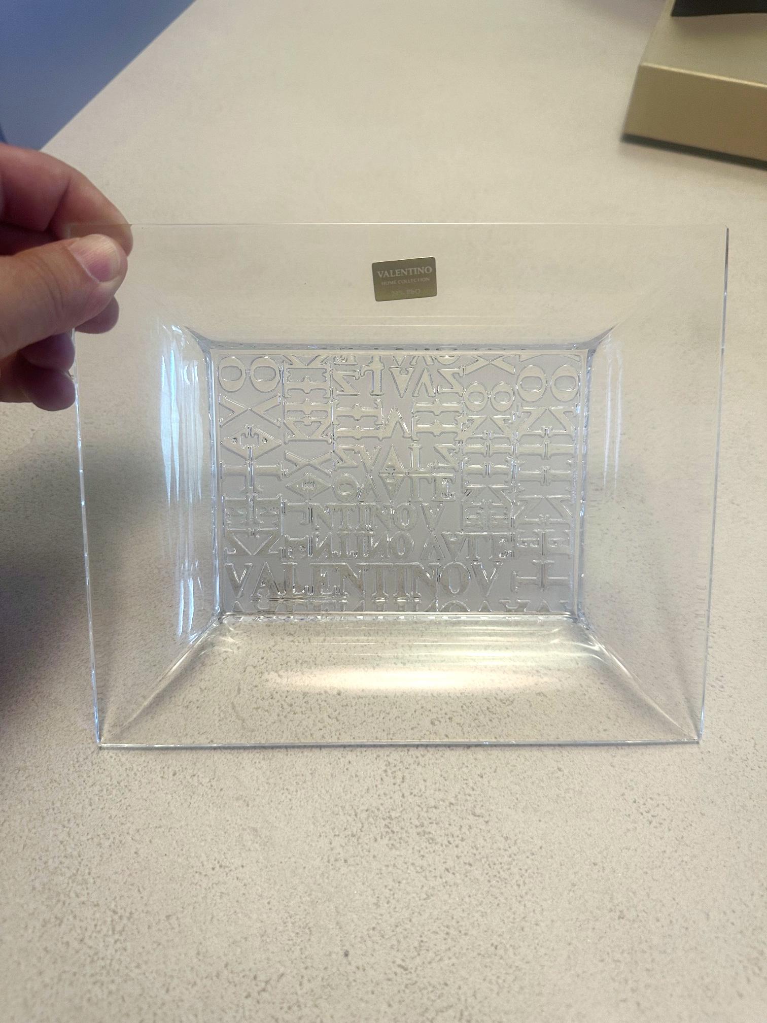 Glass Valentino Clear Vide Poche Change Tray or Ashtray For Sale