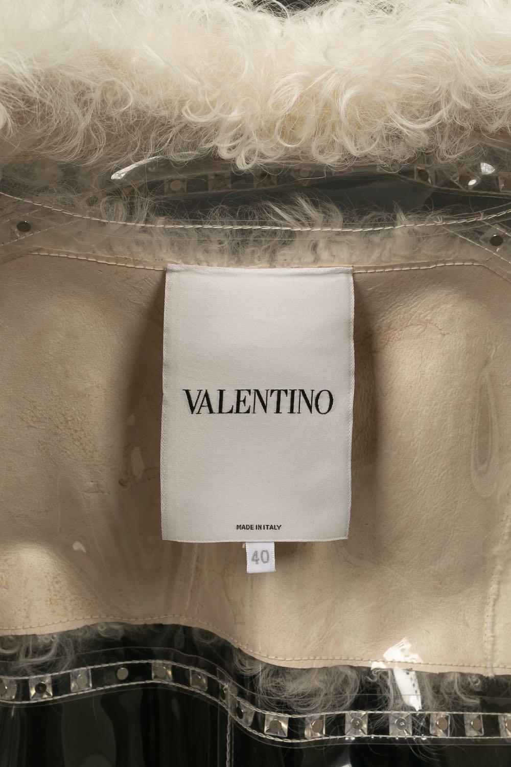 Valentino Coat in Transparent Vinyl and White Sheepskin For Sale 3