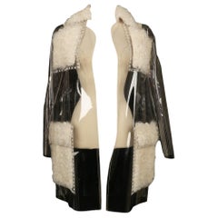 Valentino Coat in Transparent Vinyl and White Sheepskin