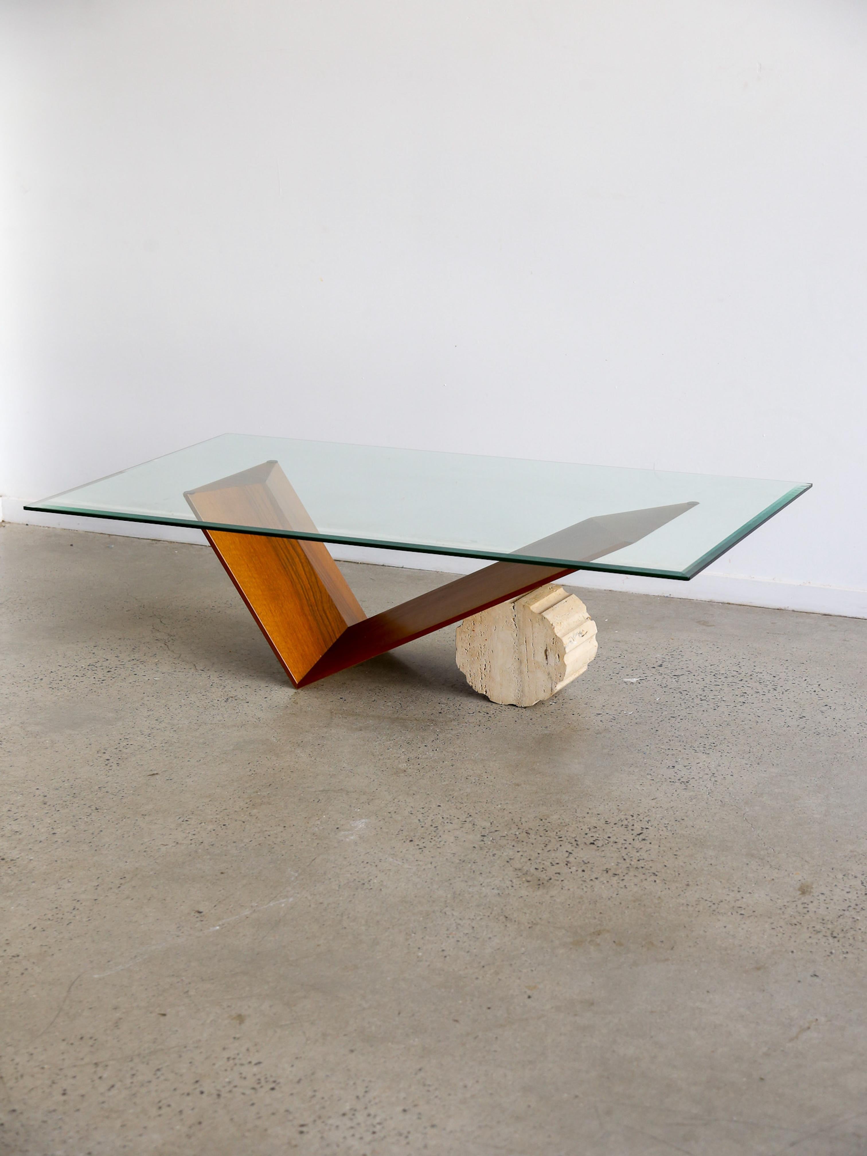 Table basse Valentino par Emanuele Zenere pour Cattelan Italia en travertin et en travertin en vente 3