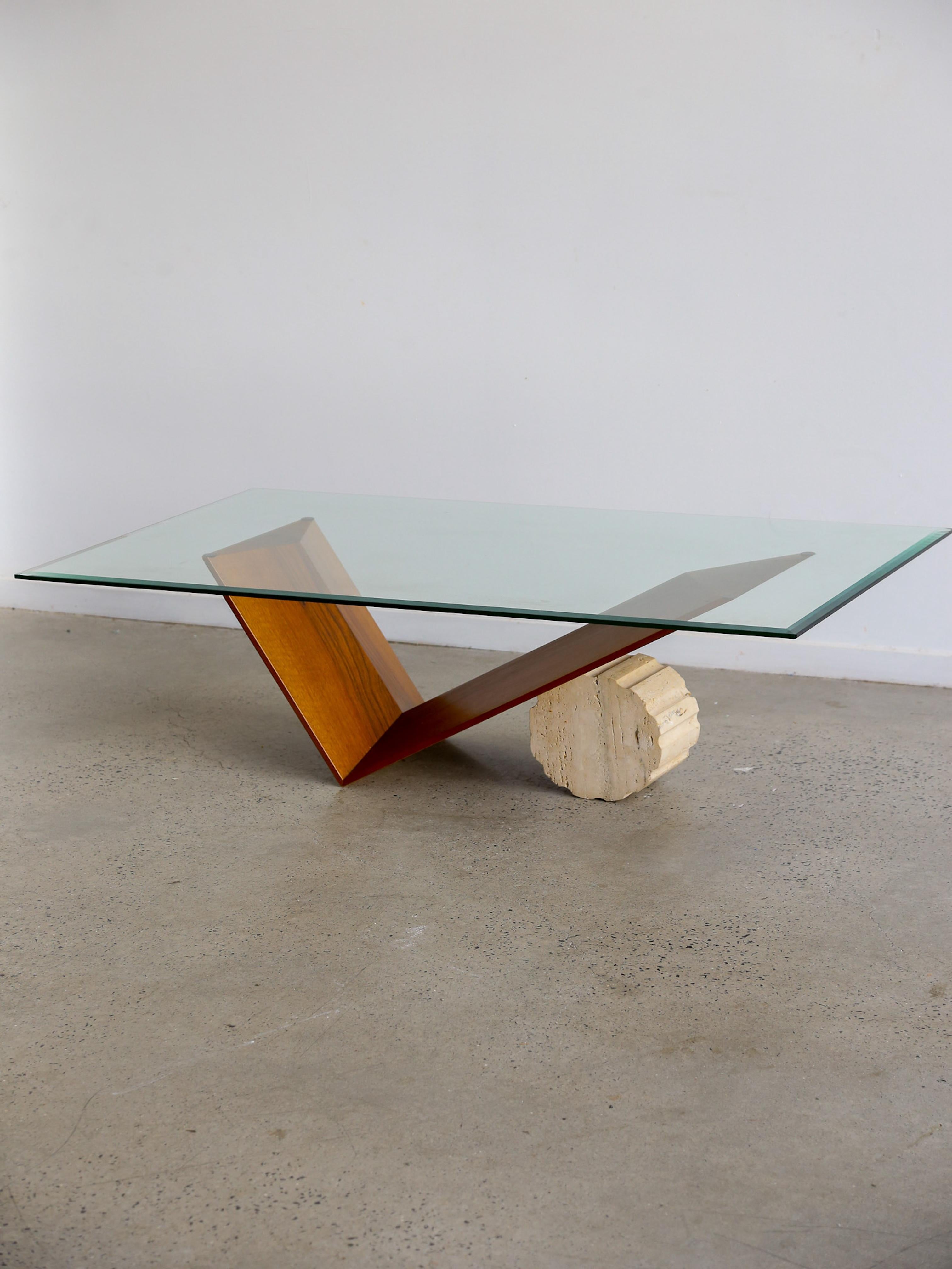 Table basse Valentino par Emanuele Zenere pour Cattelan Italia en travertin et en travertin en vente 4