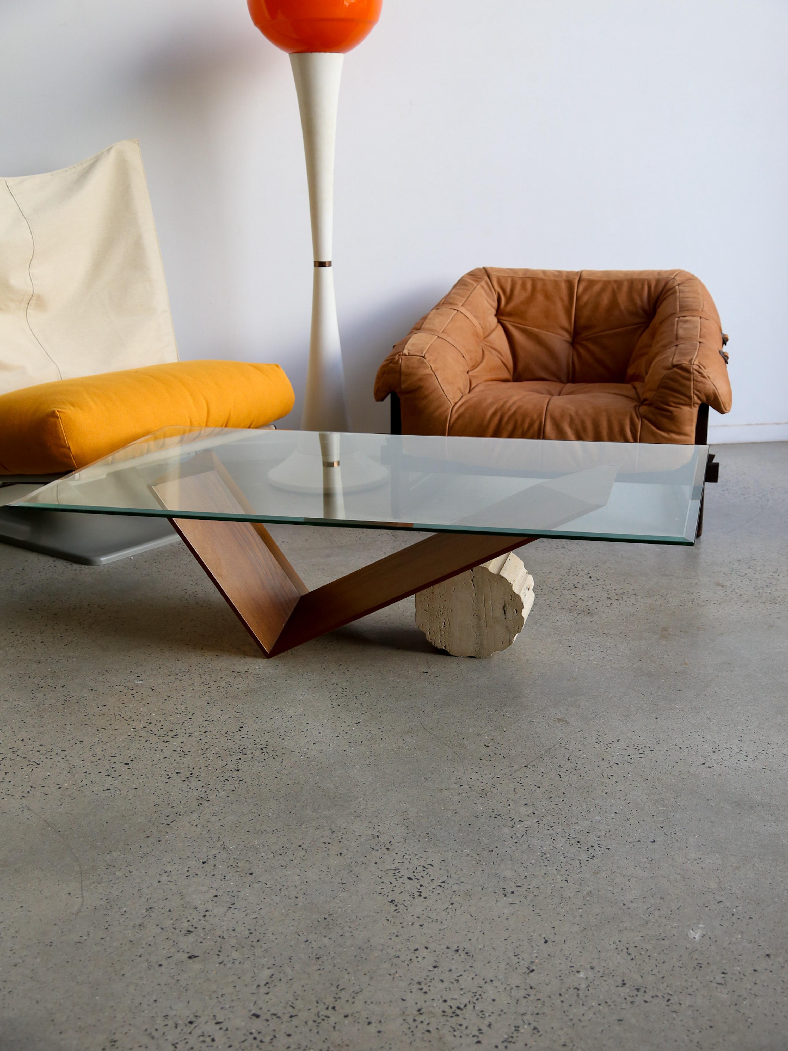 Table basse Valentino par Emanuele Zenere pour Cattelan Italia en travertin et en travertin en vente 7
