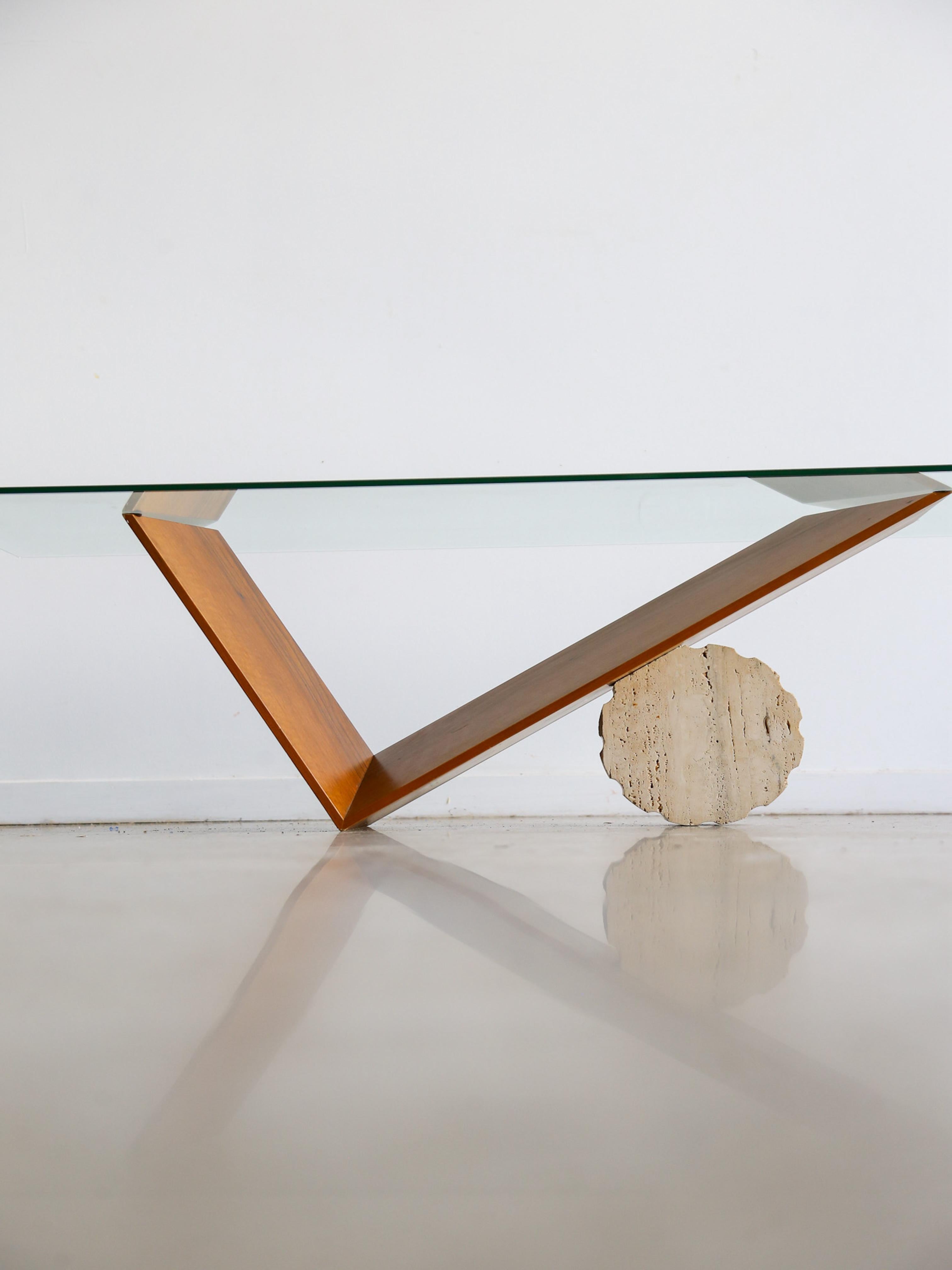 Travertin Table basse Valentino par Emanuele Zenere pour Cattelan Italia en travertin et en travertin en vente