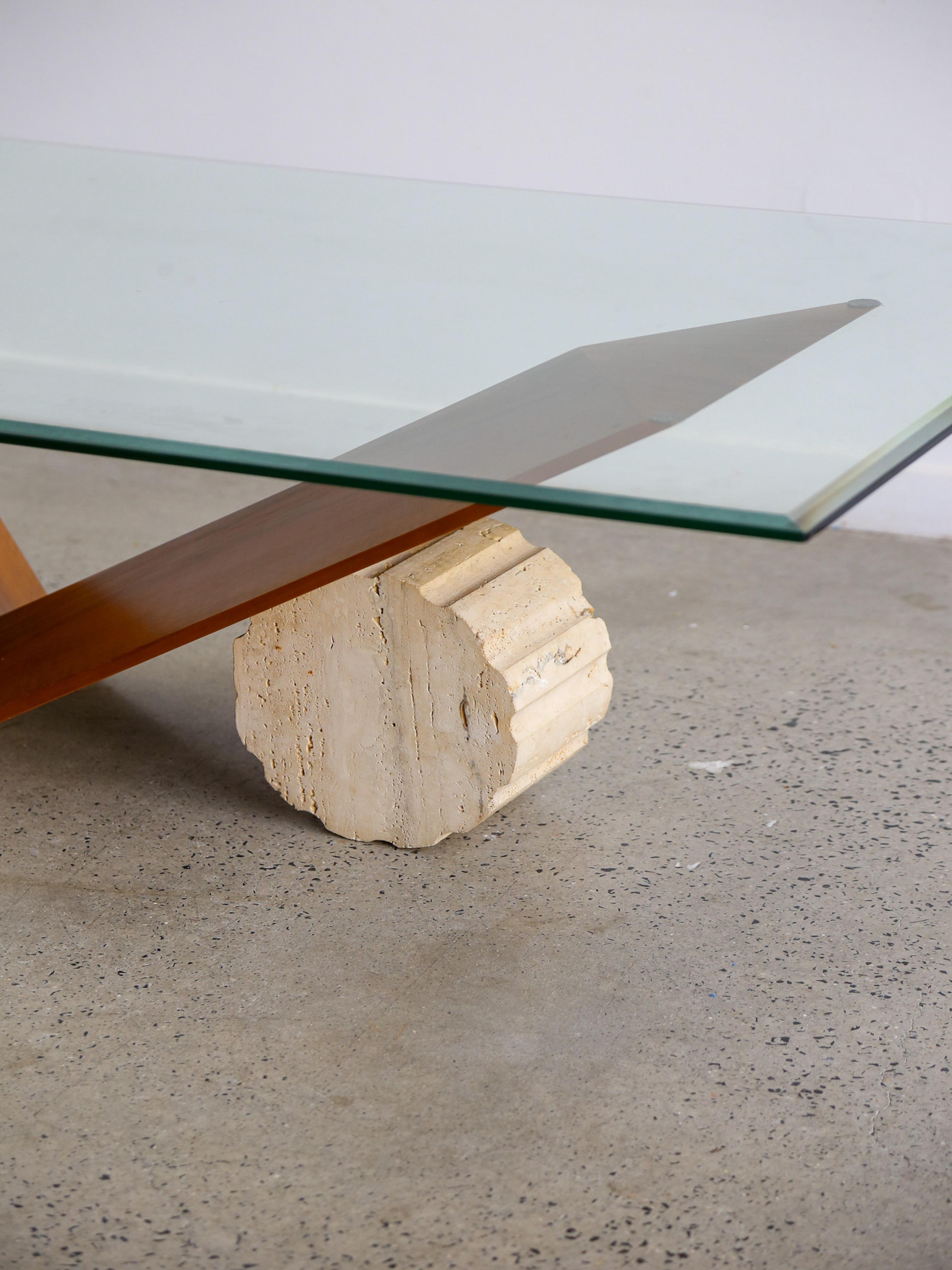 Table basse Valentino par Emanuele Zenere pour Cattelan Italia en travertin et en travertin en vente 2