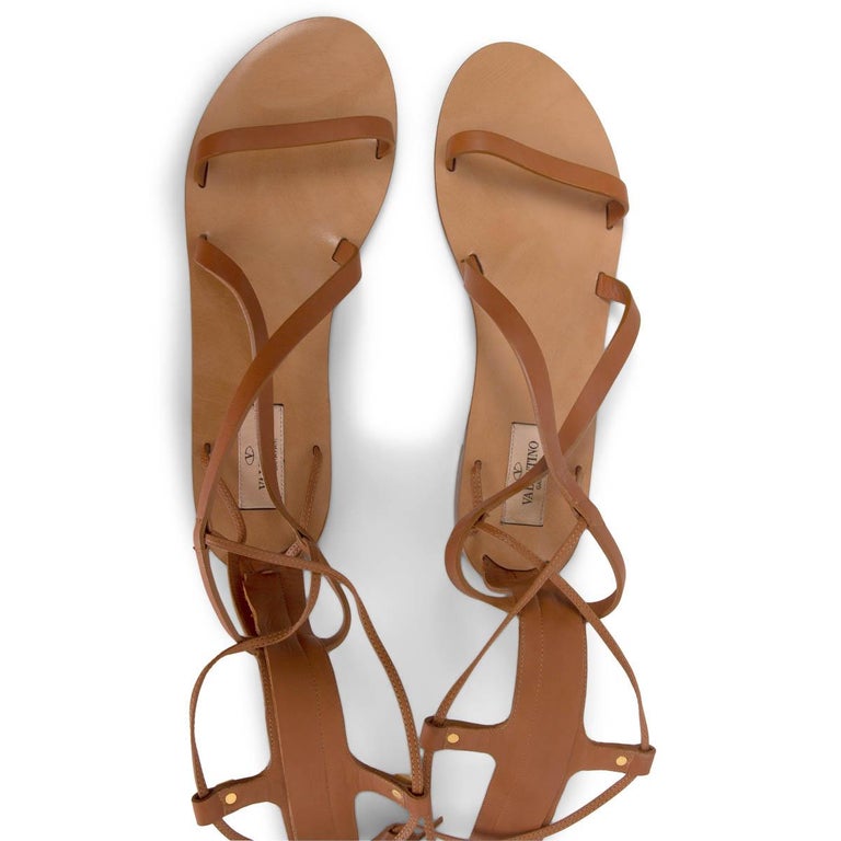 VT Rockstud Sandals Brown Gold Cowhide 369450