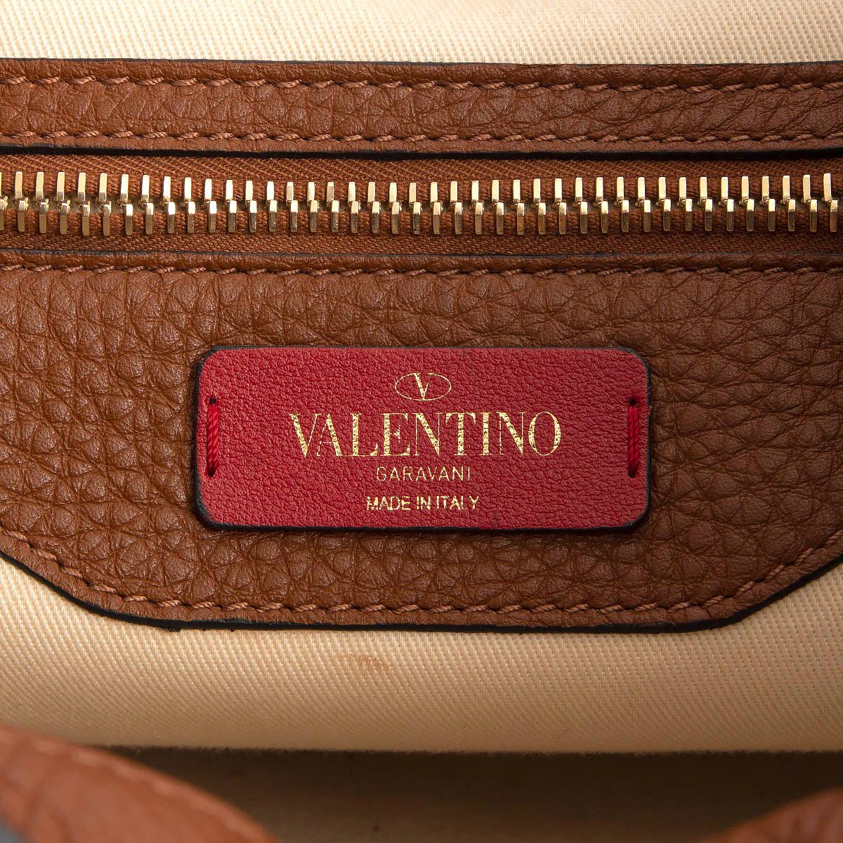 VALENTINO cognac brown leather ROCKSTUD Backpack Bag For Sale 1