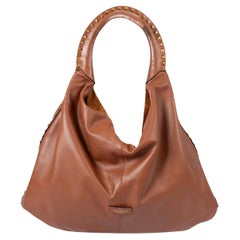 VALENTINO - Sac HOBO en cuir et suédine ROCKSTUD - marron cognac