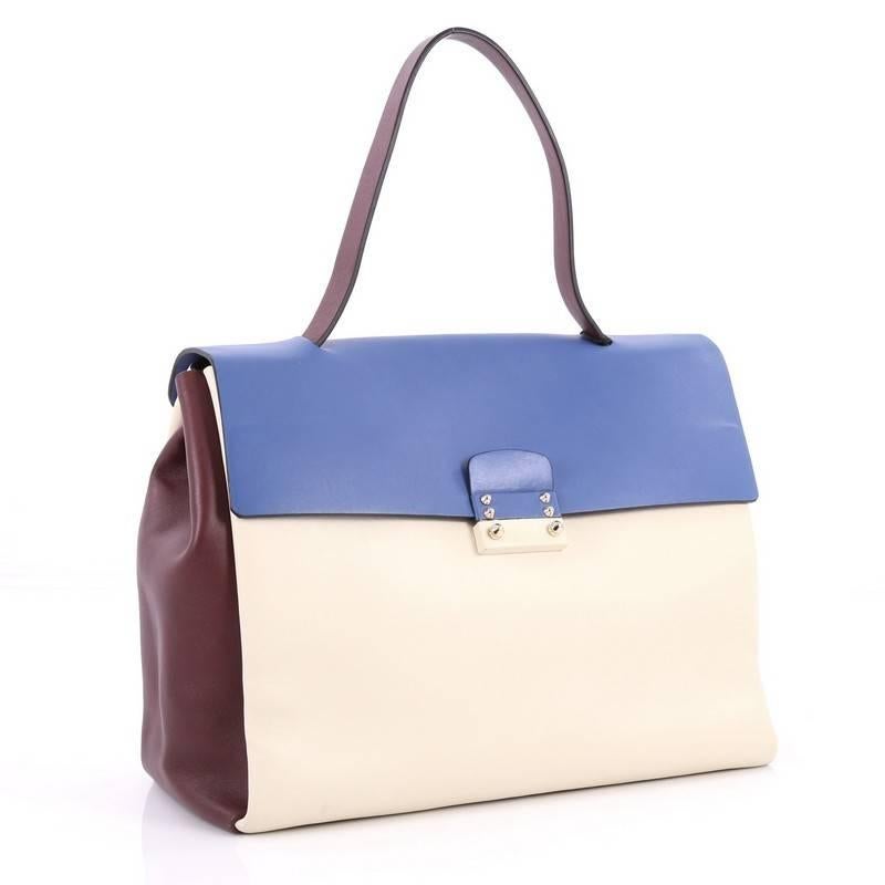 Beige Valentino Colorblock Mime Handbag Leather Large