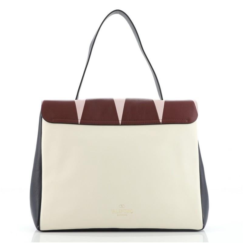 Valentino Colorblock Mime Top Handle Bag Leather Large In Good Condition In NY, NY