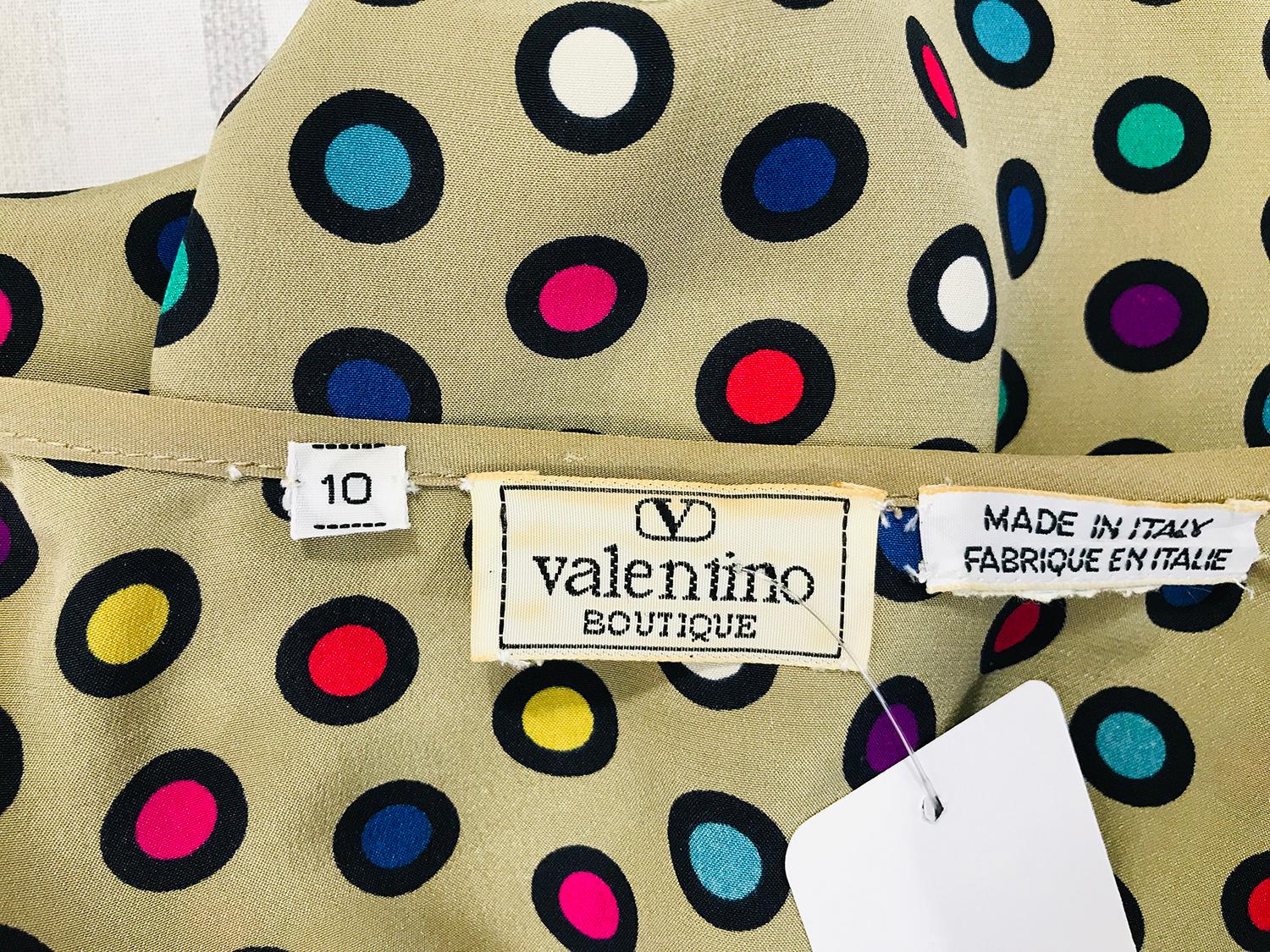 Valentino Coloured Circles Silk V Neck Button Front Jacket 1980s 7