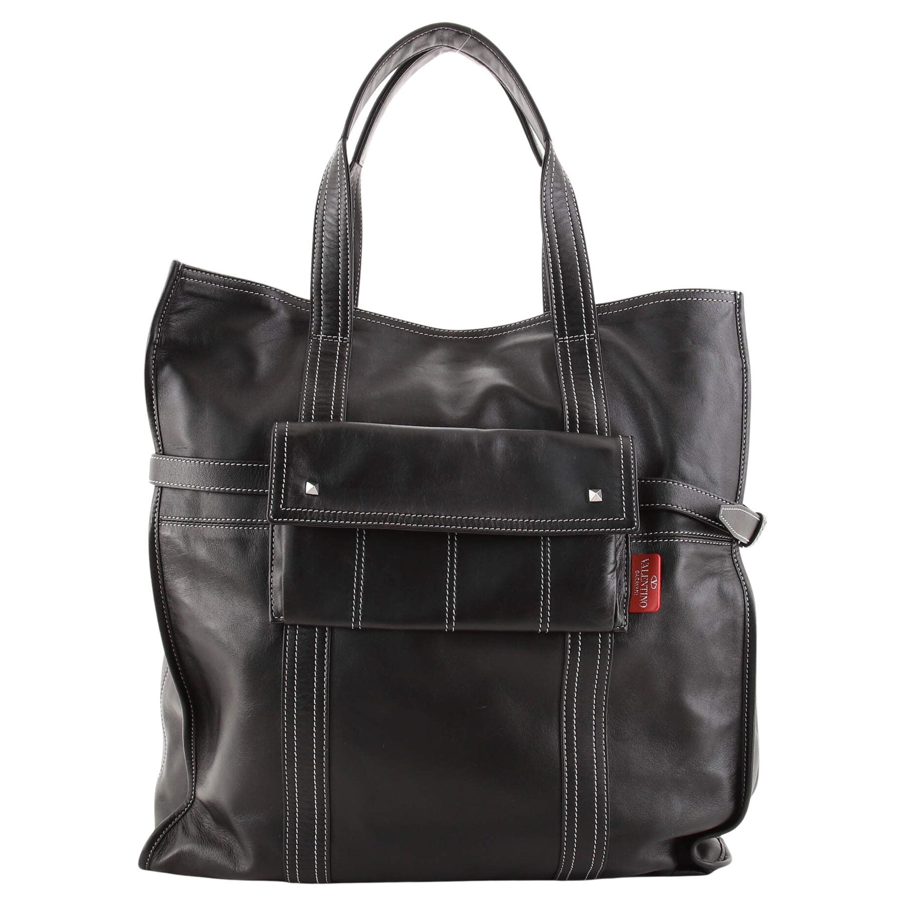 Valentino Contrast Pocket Tote Leather For Sale at 1stDibs