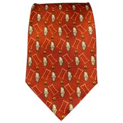 VALENTINO Copper & Cream Satin Silk Tie